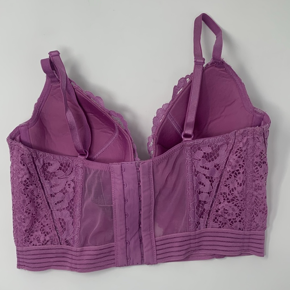 Victoria secret very sexy lined plunge lace floral corset intimate bra 32D - Picture 7 of 7